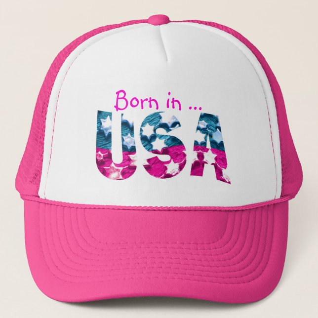 Pink Born in the USA Flag Cap (Front)