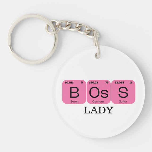  Pink Boss Lady Periodic Table Element Key Ring (Front)