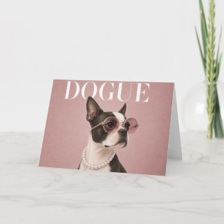 Pink Boston Terrier Dog Covergirl Card