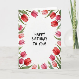 Pink Botanical Birthday Card