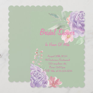 Pink botanical floral bridal shower invitation