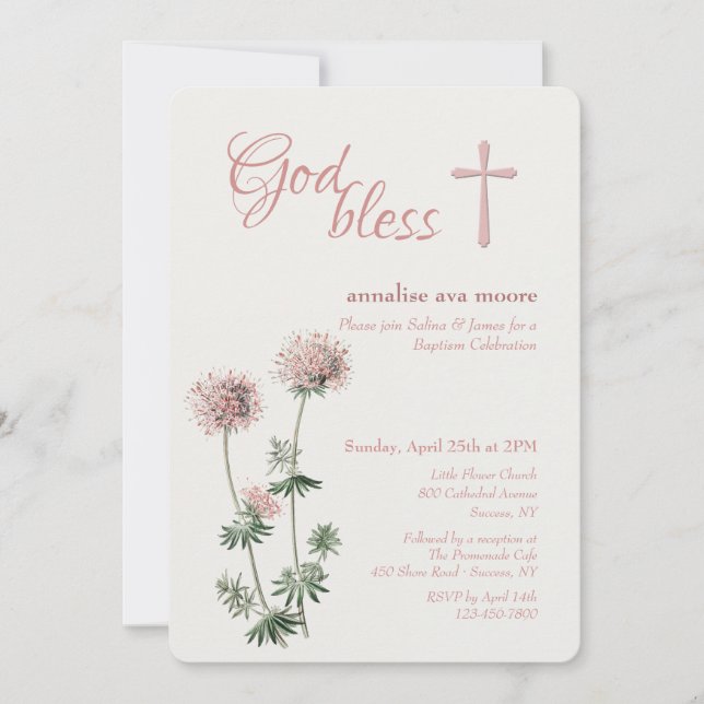 Pink Botanical Invitation (Front)