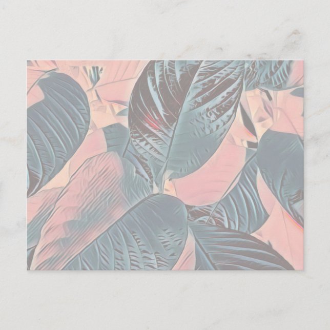 Pink Botanical Leaves Post Card (Customise) (Front)