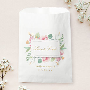 Pink Botanical Love is Sweet Wedding Bridal Shower Favour Bags