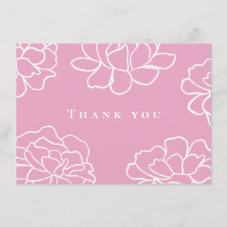 Pink Botanical Modern Wedding Thank You Card