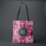 Pink Botanical Peonies Pattern Bridesmaid Monogram Tote Bag<br><div class="desc">Elegant and feminine custom tote bag featuring botanical pattern of pink peonies. Personalise by adding a monogram. This pink floral pattern tote bag will be perfect as a personalised gift for weddings,  bridal showers, birthdays and so much more. Matching items are available.</div>