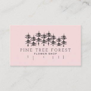 Pink Botanical Pine Tree Forest Business Card