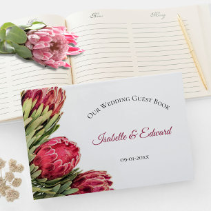Pink Botanical Protea Floral Wedding Reception Gue Guest Book