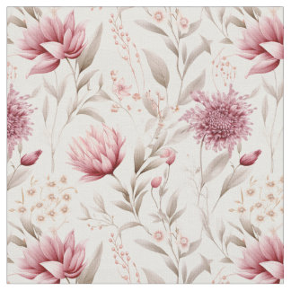 Pink botanical rustic cosy design fabric