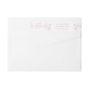 Pink Botanical Victorian Pre-Addressed Return Wrap Around Label