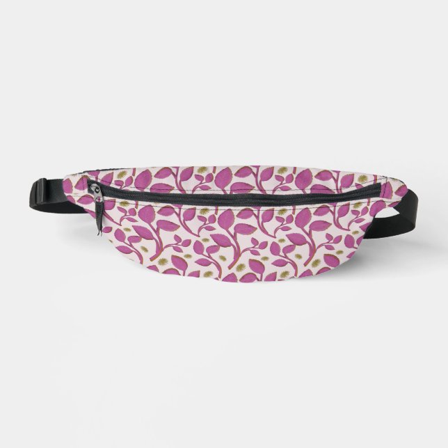 Pink Botanical Vine Pattern | Elegant Floral Leaf  Bum Bags (Front)