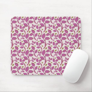 Pink Botanical Vine Pattern Elegant Floral Leaf Mouse Pad
