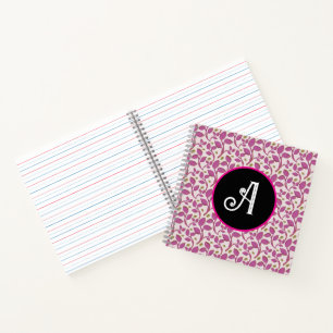 Pink Botanical Vine Pattern Elegant Floral Leaf Notebook