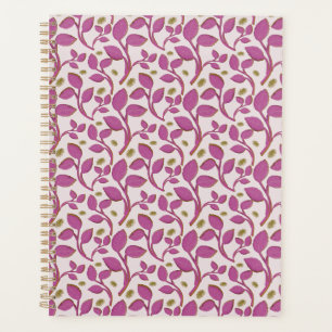Pink Botanical Vine Pattern Elegant Floral Leaf Planner