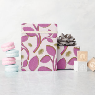 Pink Botanical Vine Pattern Elegant Floral Leaf Wrapping Paper