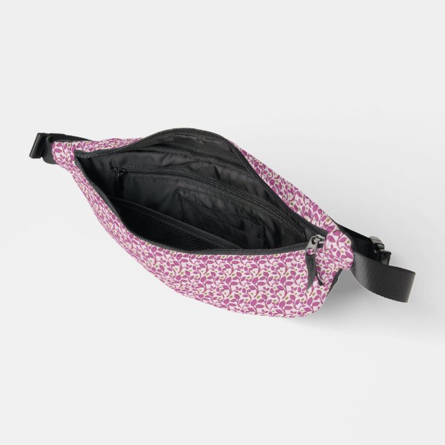 Pink Botanical Vine Pattern Floral Nature Design Bum Bags (Open)