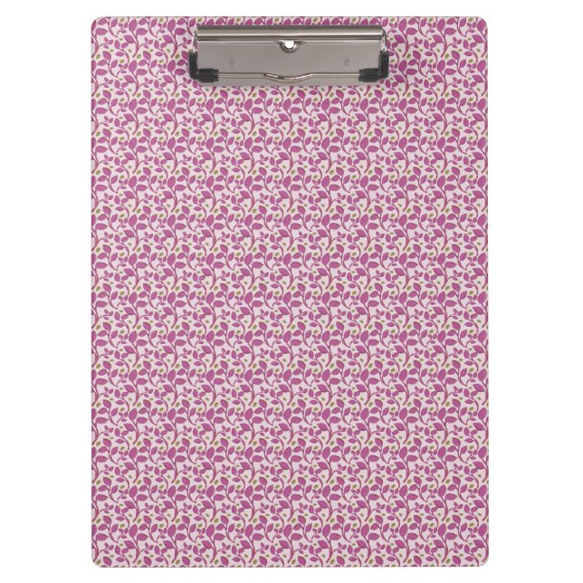 Pink Botanical Vine Pattern Floral Nature Design Clipboard (Front)
