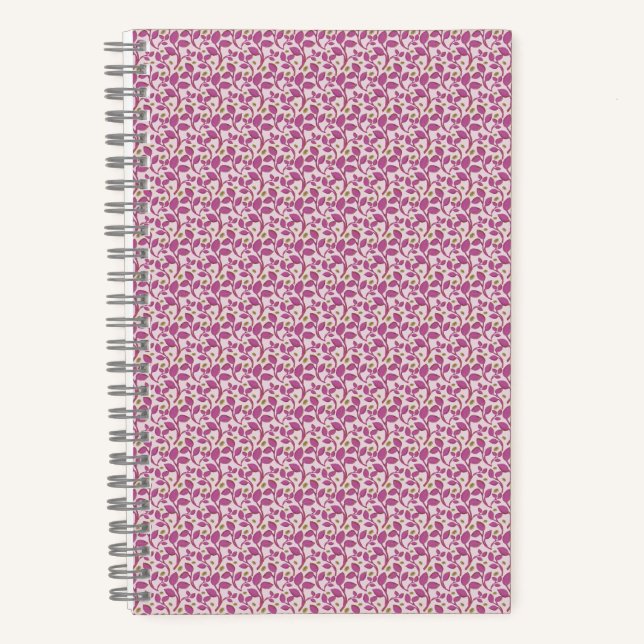 Pink Botanical Vine Pattern Floral Nature Design Notebook (Front)