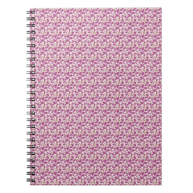 Pink Botanical Vine Pattern Floral Nature Design Notebook (Front)