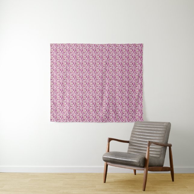 Pink Botanical Vine Pattern Floral Nature Design Tapestry (In Situ (Horizontal))
