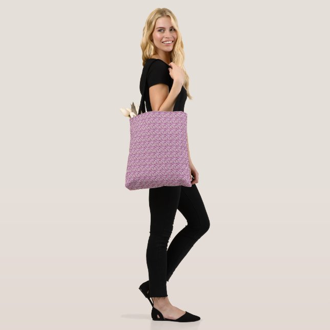 Pink Botanical Vine Pattern Floral Nature Design Tote Bag (On Model)