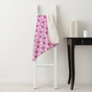 Pink Botanical watercolor Floral Nature Design B Sherpa Blanket