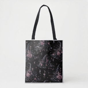 Pink Botanical Witch Halloween Tote Bag