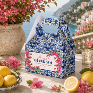 Pink Bougainvillea Blue Tile Bridal Shower Favour Box