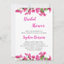 Pink Bougainvillea Floral Bridal Shower Invitation
