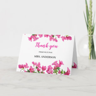 Pink Bougainvillea Floral Bridal Shower Thank You Card
