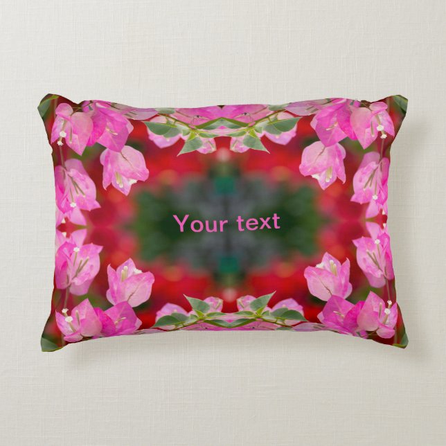 Pink Bougainvillea flower Decorative Cushion (Front)