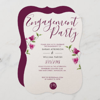 Pink Bougainvillea Flower Engagement Invitation