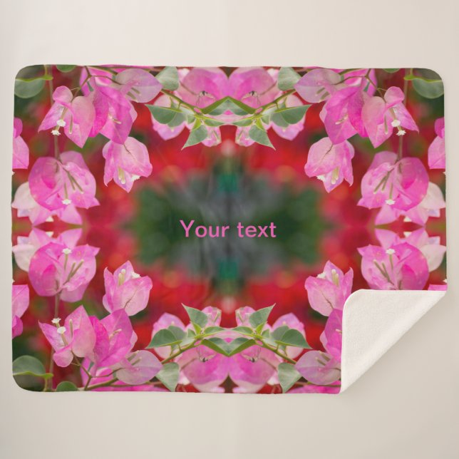 Pink Bougainvillea flower Sherpa Blanket (Front (Horizontal))