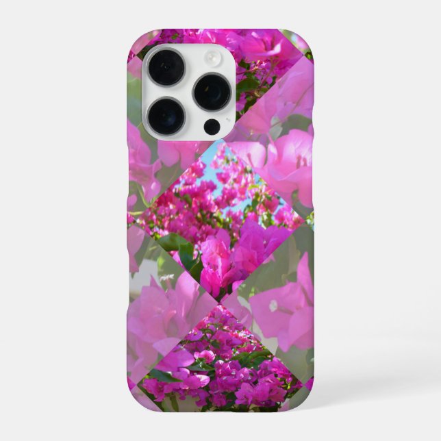 Pink Bougainvillea Flowers Diamond Cut Design, iPhone Case (Back)