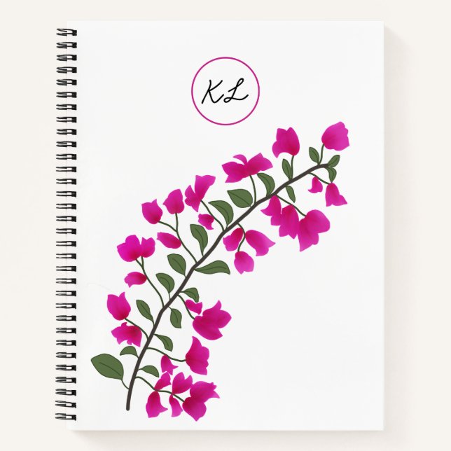 Pink Bougainvillea Personalised Spiral Notebook (Front)