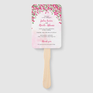 Pink Bougainvillea Tropical Forest Wedding Shower Hand Fan