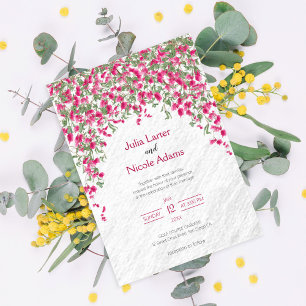 Pink Bougainvillea Tropical Forest Wedding Shower Invitation