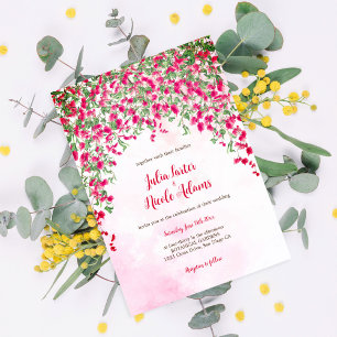 Pink Bougainvillea Tropical Forest Wedding Shower Invitation