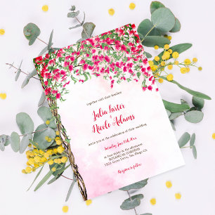 Pink Bougainvillea Tropical Forest Wedding Shower Invitation