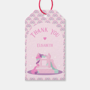 Pink Bounce House Castle Birthday Gift Tags