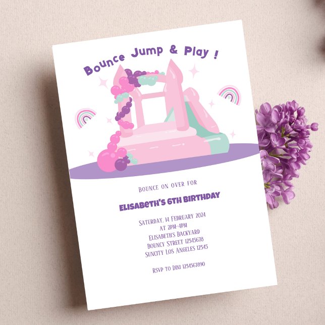 Pink Bounce House Castle Birthday Invitation (Creator Uploaded)