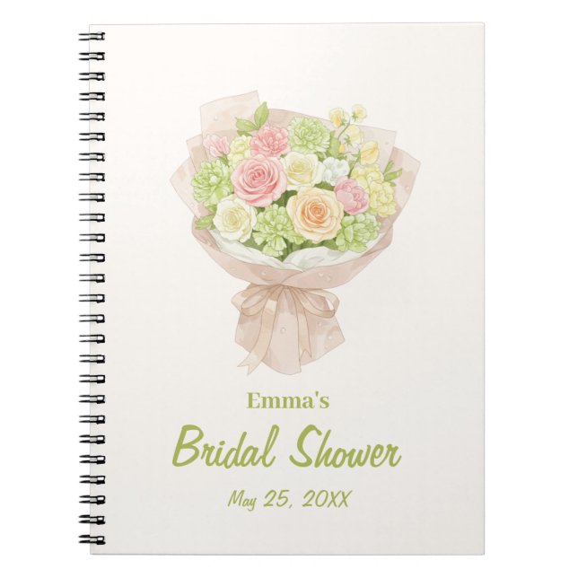 pink bouquet Bridal Shower Notebook (Front)