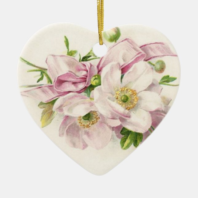 Pink Bouquet Ceramic Tree Decoration (Front)
