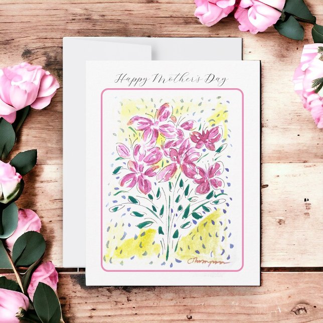 Pink Bouquet of Mother's Day Flowers Card (Let your special person know how much they are appreciated on Mothers Day.)
