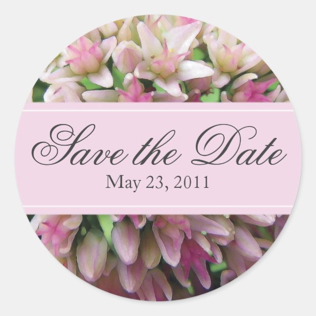 Pink Bouquet Save the Date Sticker (Front)