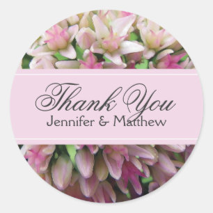 Pink Bouquet Thank You Sticker in Charcoal