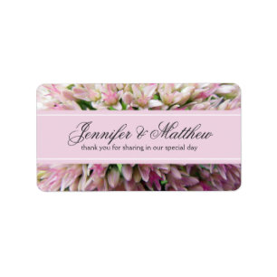 Pink Bouquet Thank You Wedding Label in Charcoal