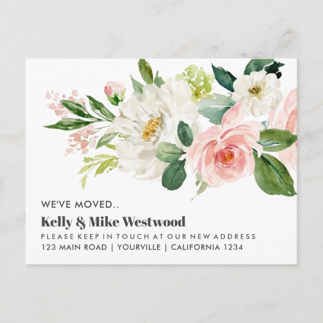 Pink Bouquet We've moved New address New House Postcard (Front)