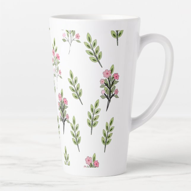 Pink Bouquets Large  Latte Mug (Right)