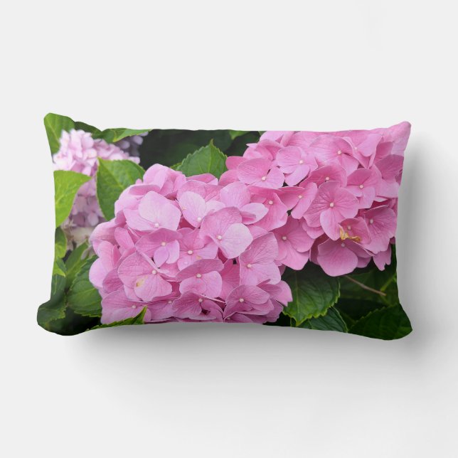 Pink Bouquets of Hydrangeas Lumbar Cushion (Front)